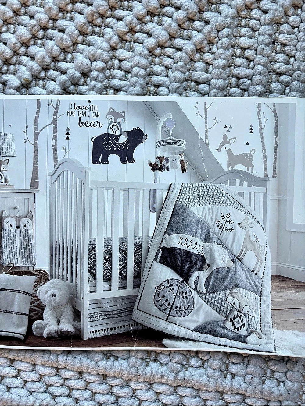 Lambs & Ivy Painted Forest Baby crib quilt and skirt